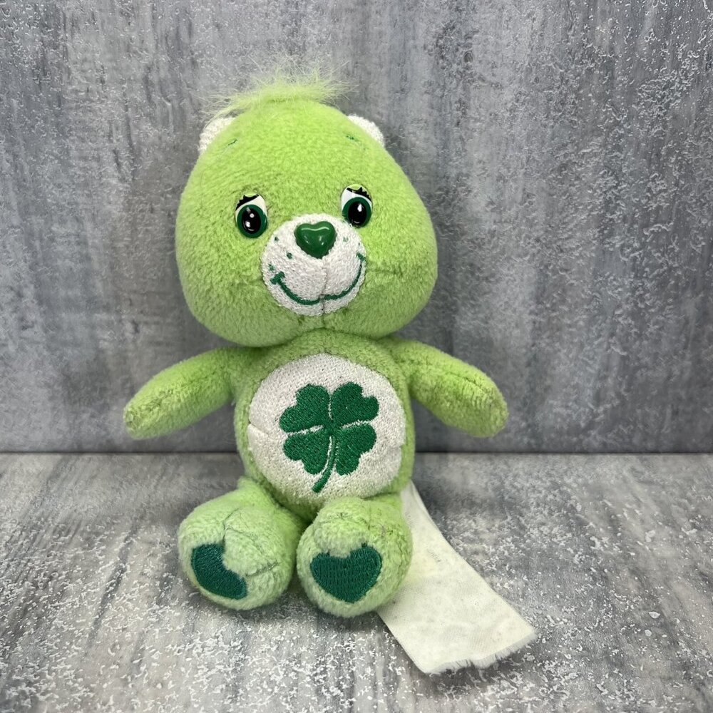 Care Bears Good Luck Bear Plush 2004 Stuffed Animal Shamrock Green Toy 5”
